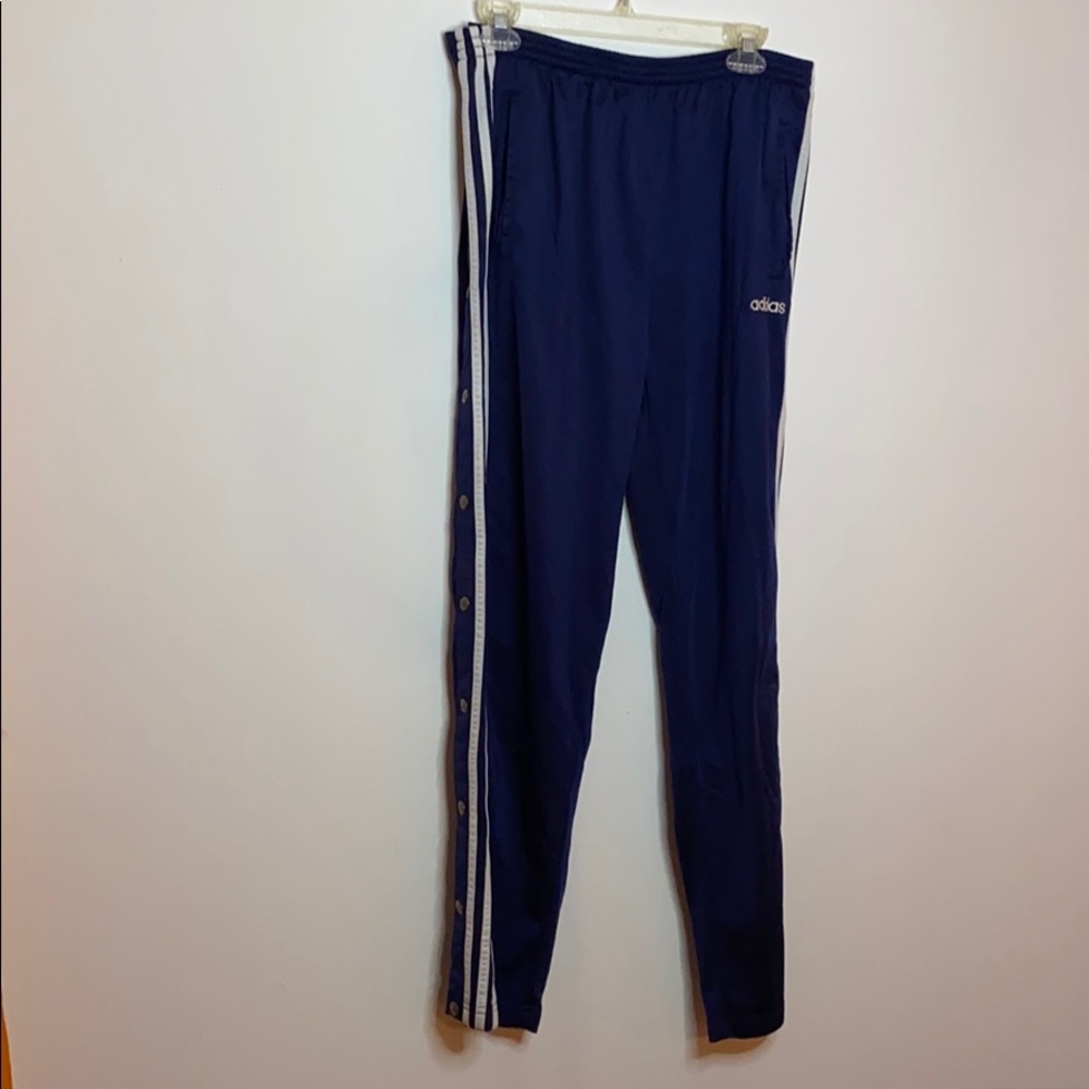 Navy blue Adidas track tear off sweatpants